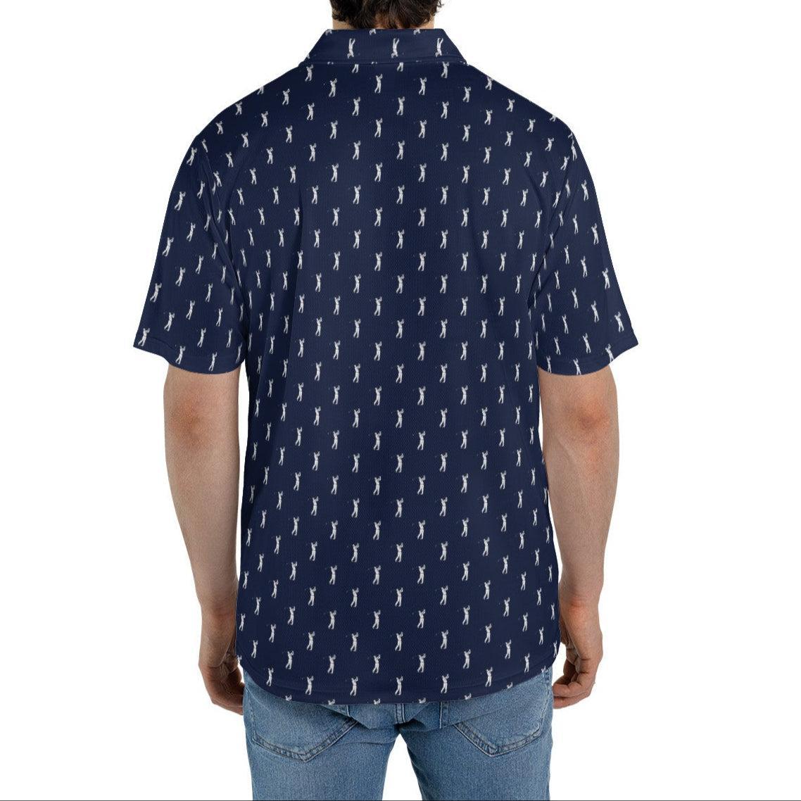 Mens Navy Golf Polo Shirts Short Sleeve Dry Fit Performance Moisture Wicking Casual Golf Shirts for Men