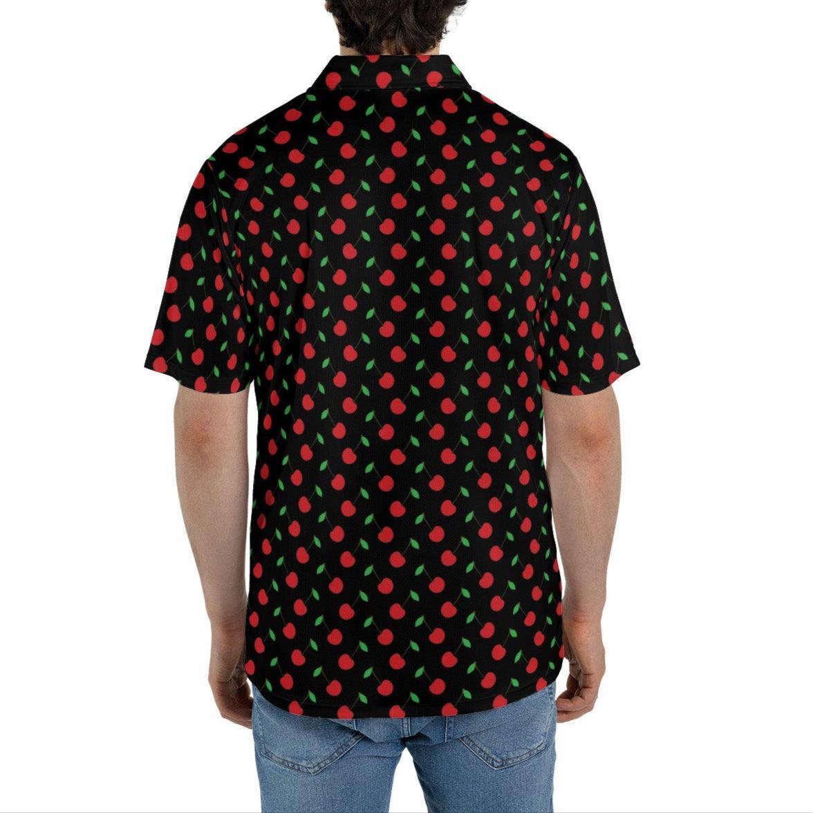 Mens Golf Polo Shirts Cherries Short Sleeve Dry Fit Performance Moisture Wicking Casual Golf Shirts for Men