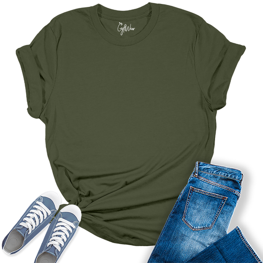 Womens Military Green T Shirts Premium Casual Short Sleeve Shirts Oversized Summer Tops