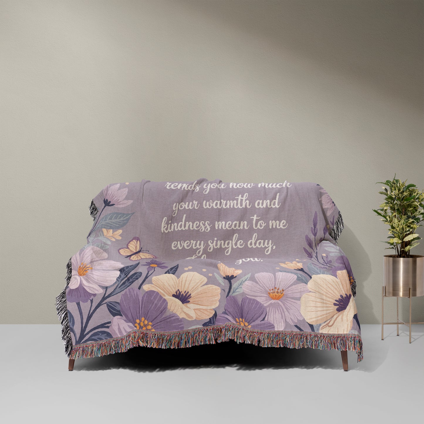 Mom Love You Floral Gift for Mother's Day Gift Purple Woven Blanket - Ships Free
