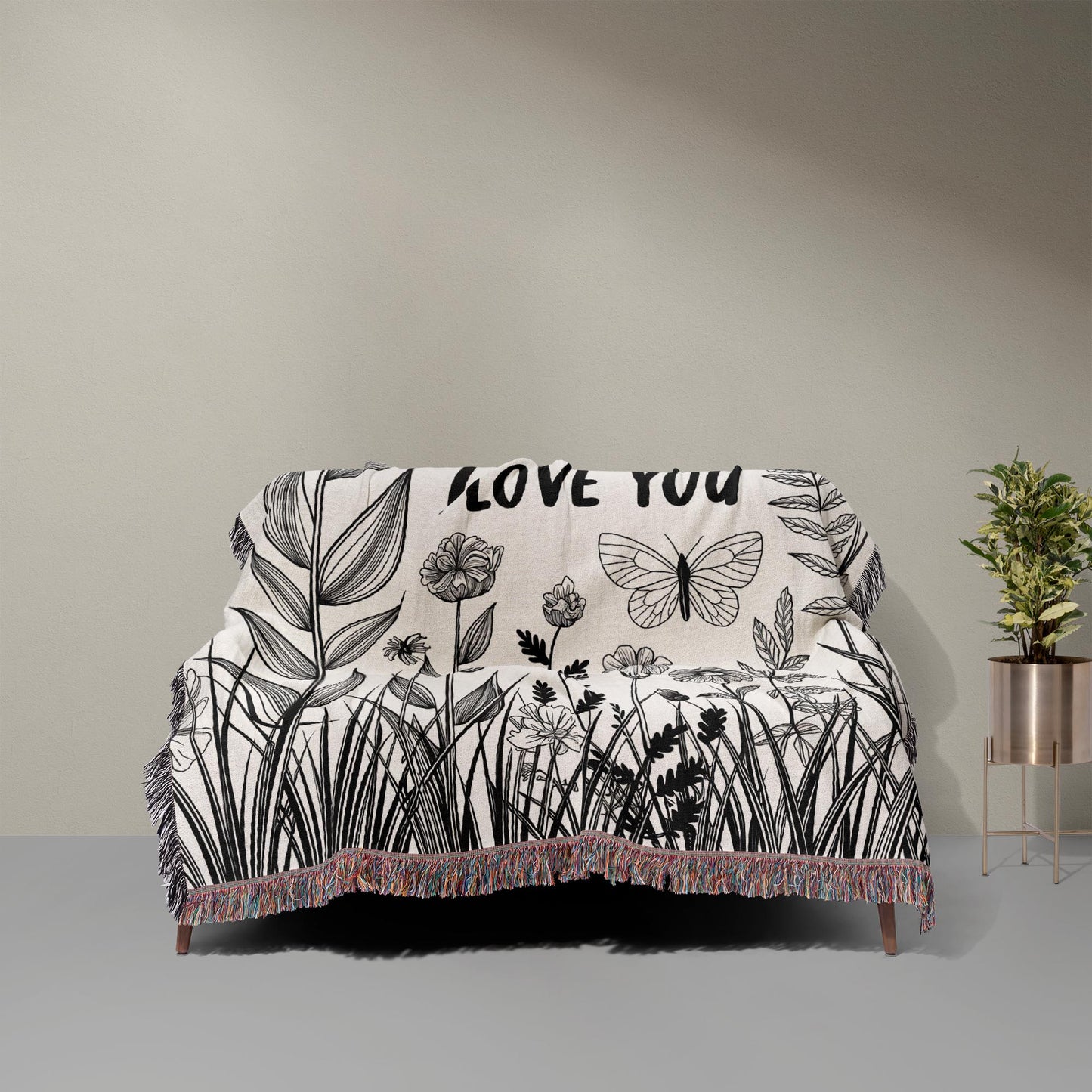 Mom Love You Floral Gift for Mother's Day Gift Woven Blanket - Ships Free