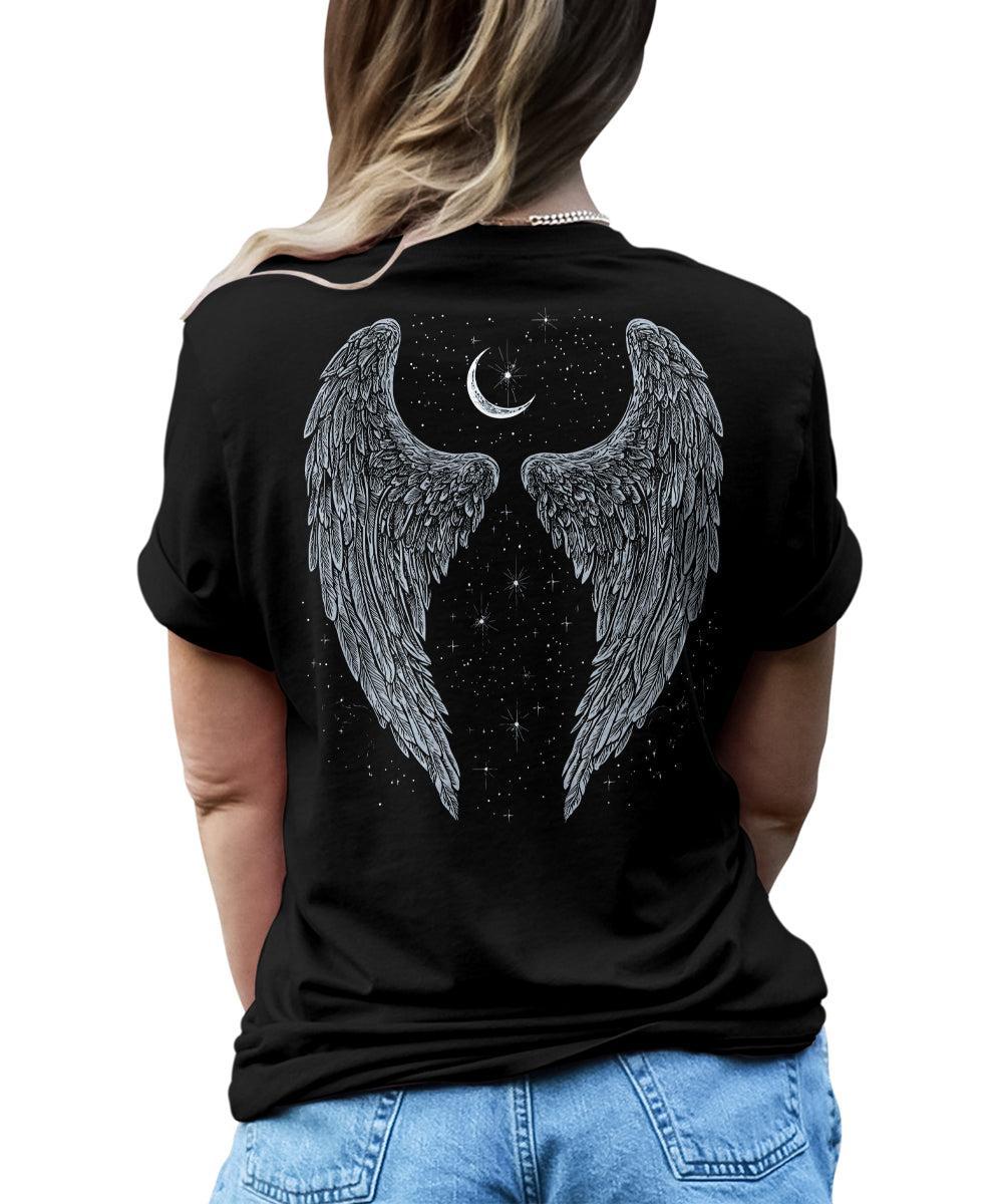 Angel Wings Shirt Aesthetic Graphic Tees for Women Moon Casual Bella Plus Sized Tops