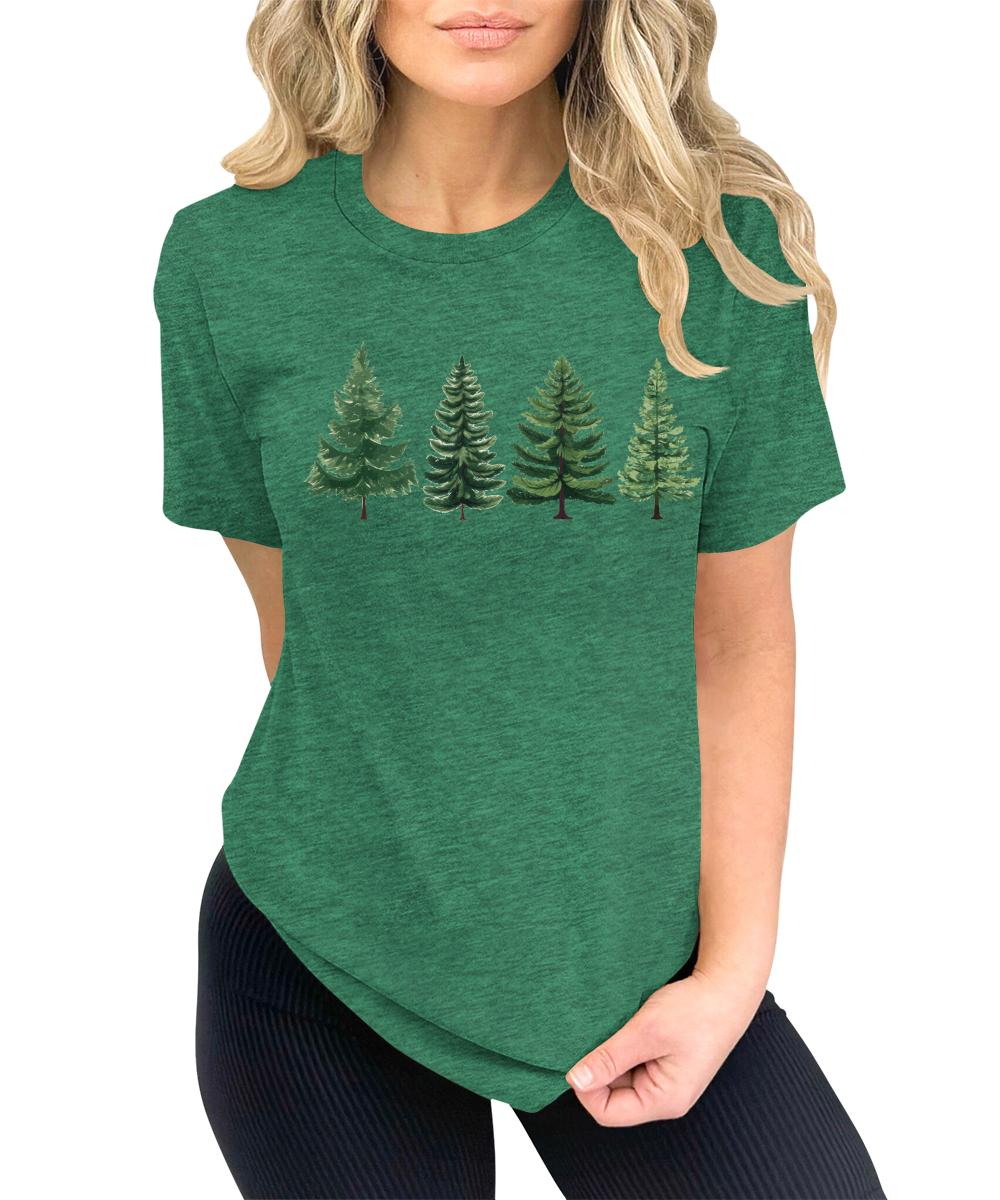 Evergreen Trees Womens Funny Christmas Graphic T-shirt