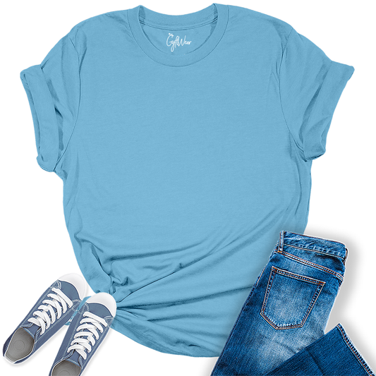 Womens Ocean Blue T Shirts Premium Casual Short Sleeve Shirts Oversized Summer Tops