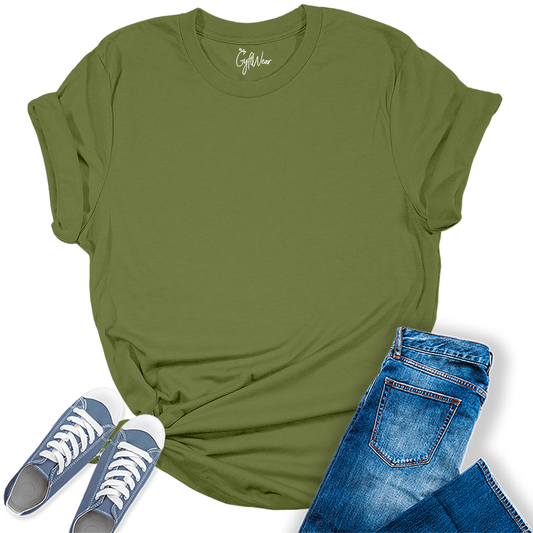 Womens Olive T Shirts Premium Casual Short Sleeve Shirts Oversized Summer Tops