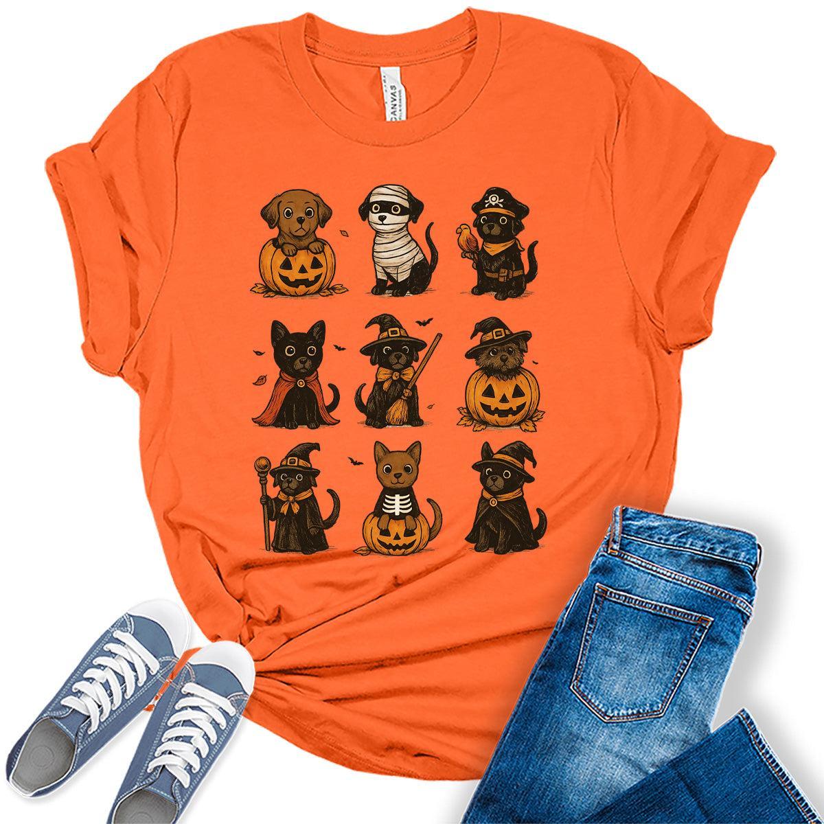 Dog Halloween Shirts For Women Cute Funny Bella Plus Size Tops