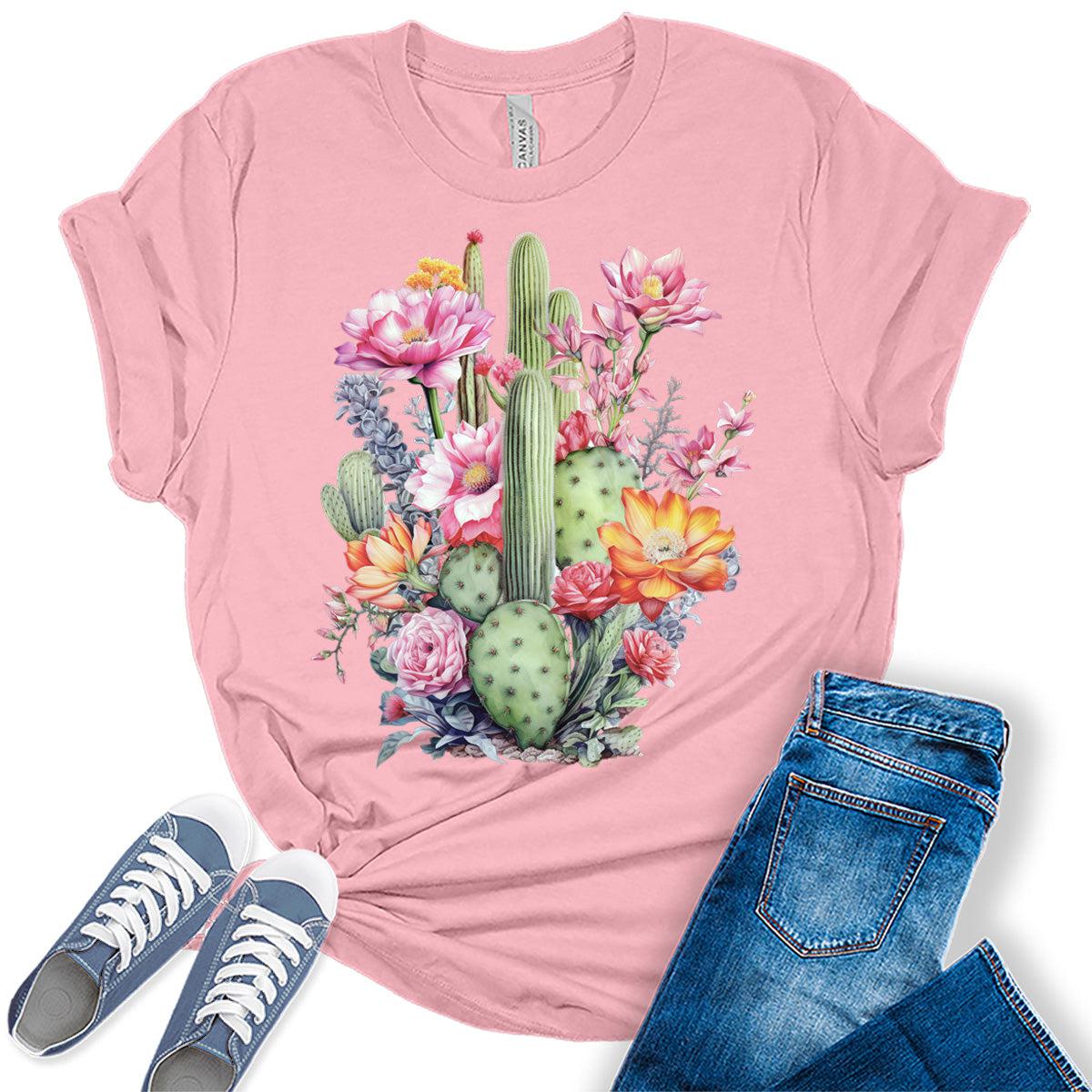Womens Western Shirts Floral Cactus Tshirts Country Graphic Tees