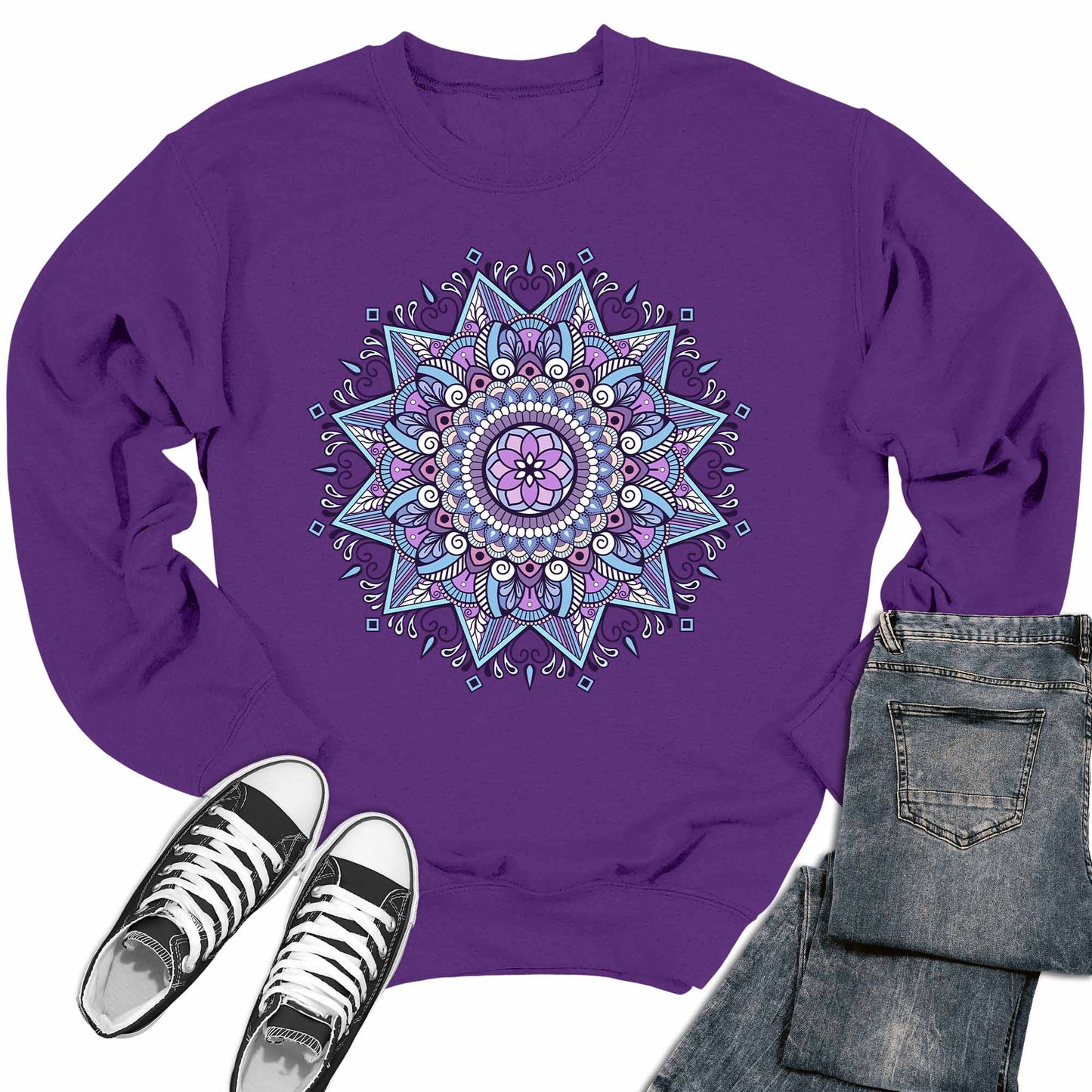 Women's Purple Mandala Crewneck Sweatshirt