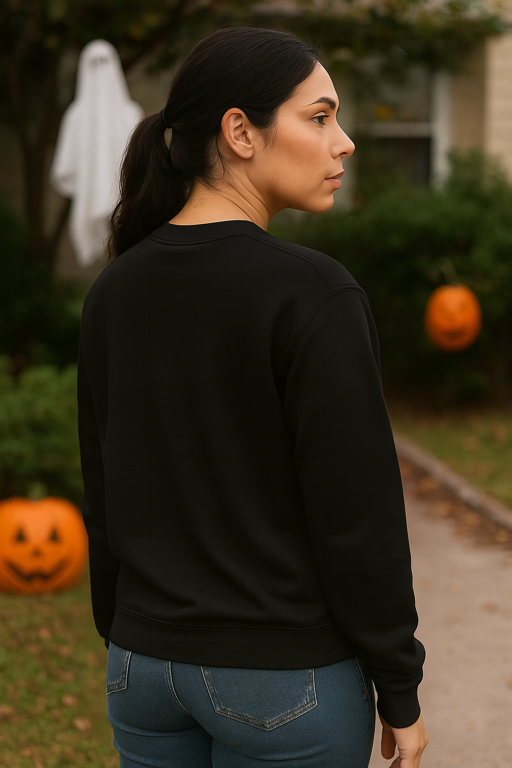 Spooky Season Crewneck Halloween Sweatshirt Womens Long Sleeve Graphic Print Sweater