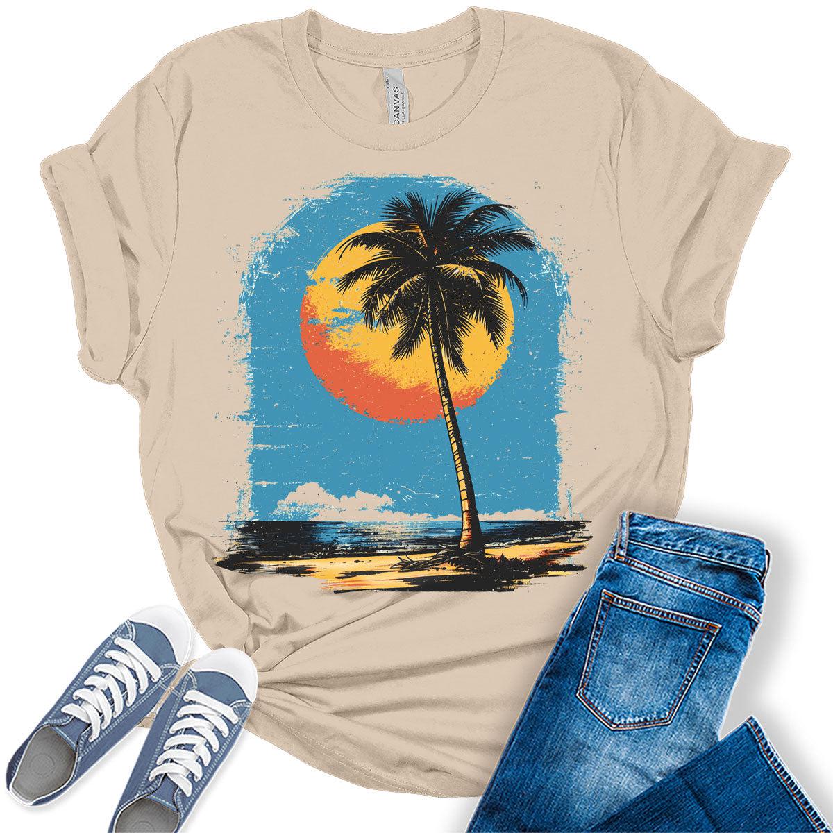 Beach Shirts for Women Trendy Summer Tops Vintage Plus Size Graphic Tees
