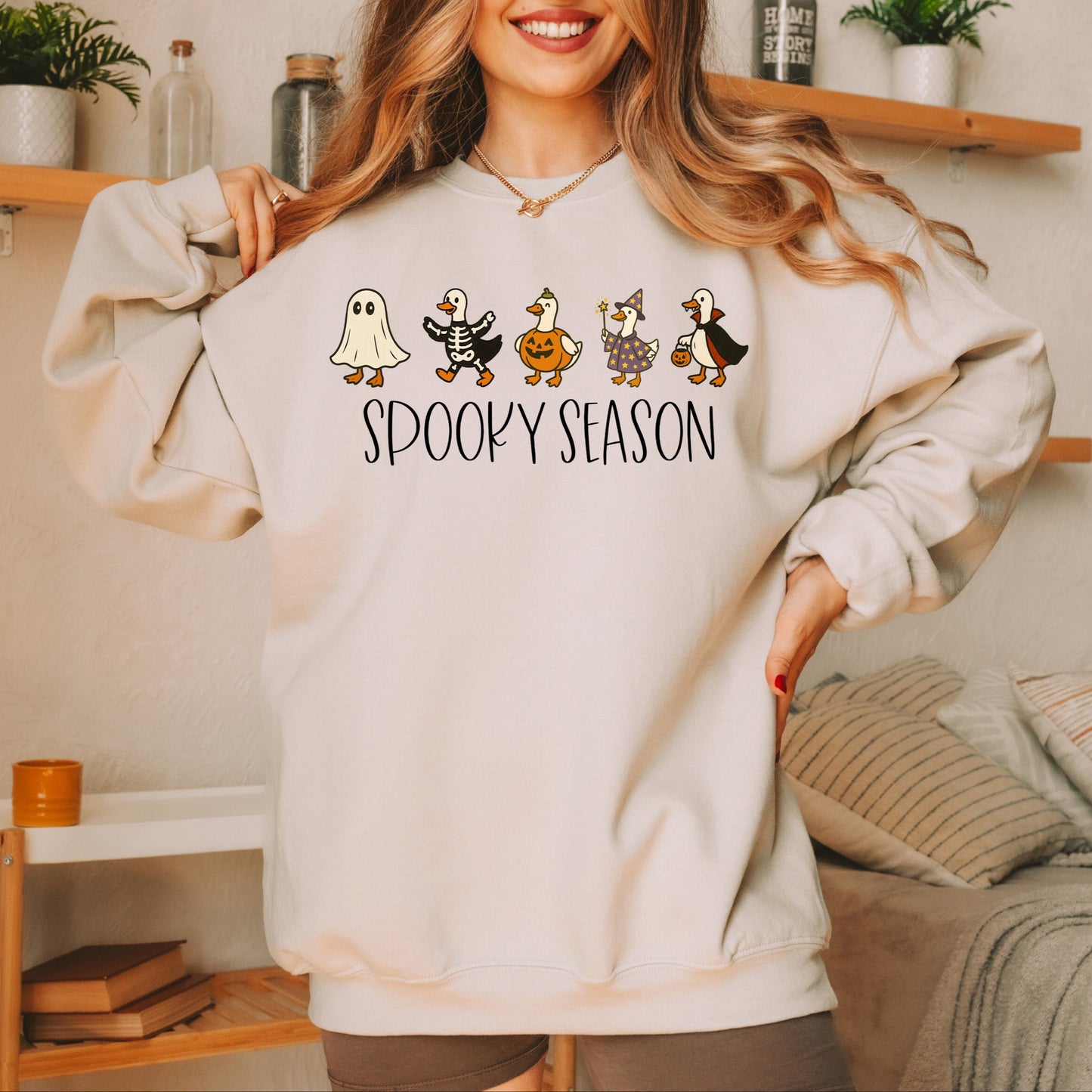 Women's Spooky Season Funny Goose Crewneck Sweatshirt