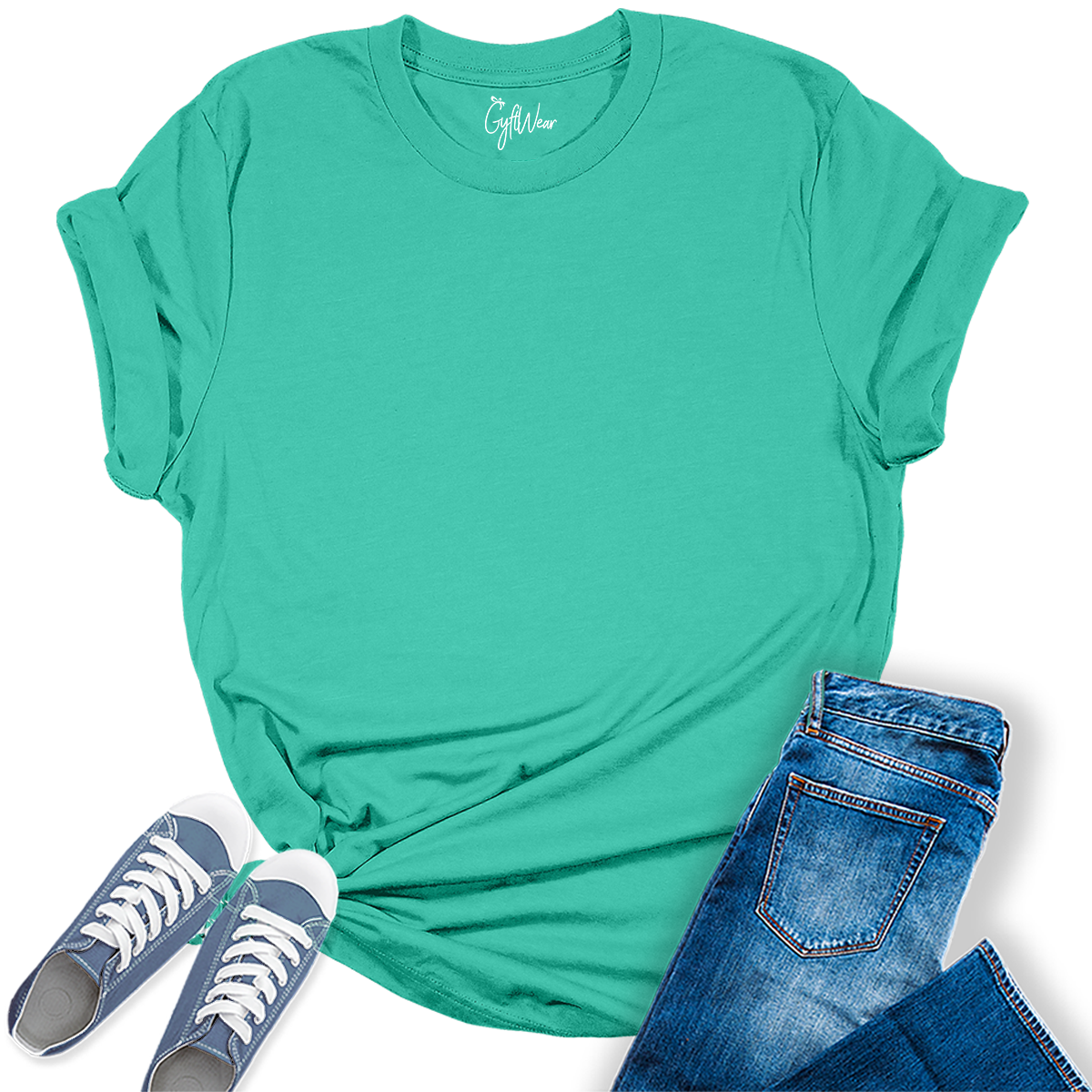 Womens Teal T Shirts Premium Casual Short Sleeve Shirts Oversized Tops