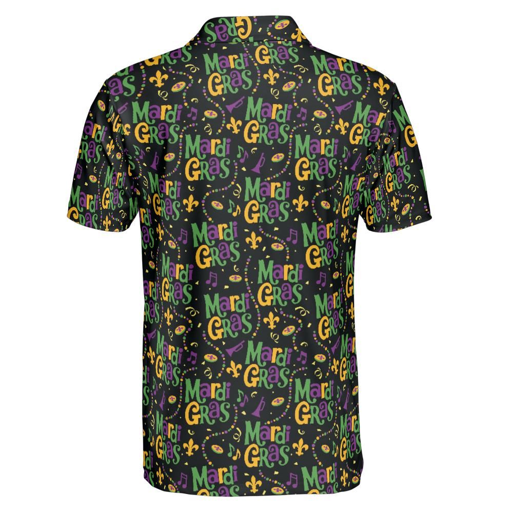 Mardi Gras Polo Shirts for Men Letter Print Party Shirt Moisture Wicking Short Sleeve Golf Shirt