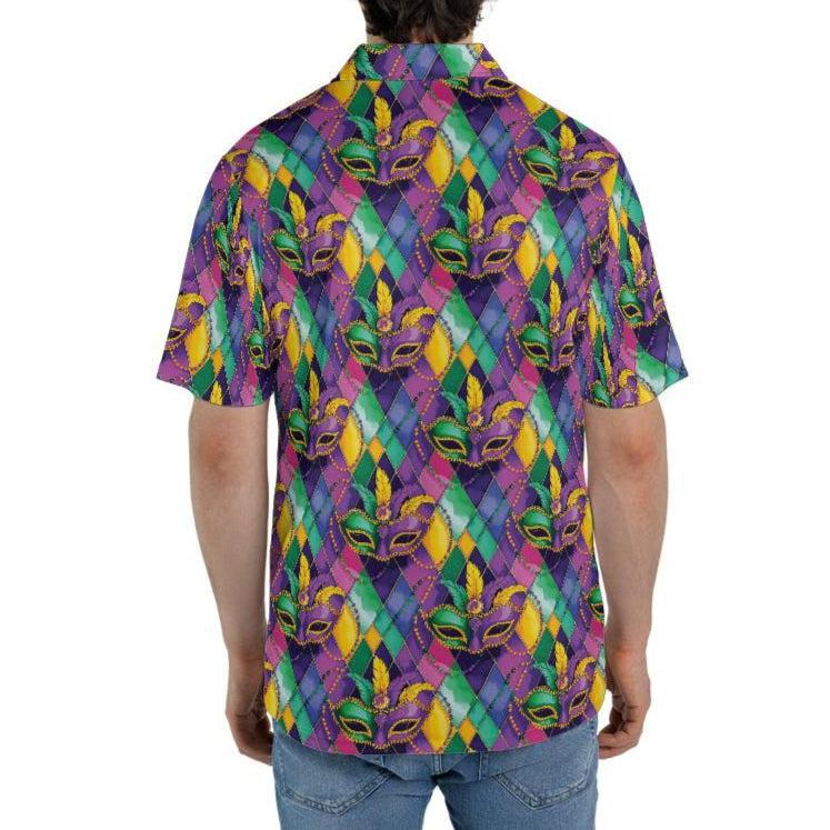 Mardi Gras Polo Shirts for Men Mask Party Shirt Moisture Wicking Short Sleeve Golf Shirt