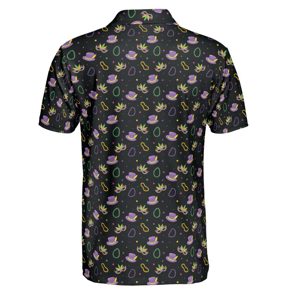 Mardi Gras Polo Shirts for Men Carnival Party Shirt Moisture Wicking Short Sleeve Golf Shirt