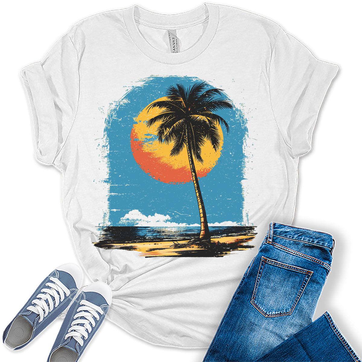 Beach Shirts for Women Trendy Summer Tops Vintage Plus Size Graphic Tees