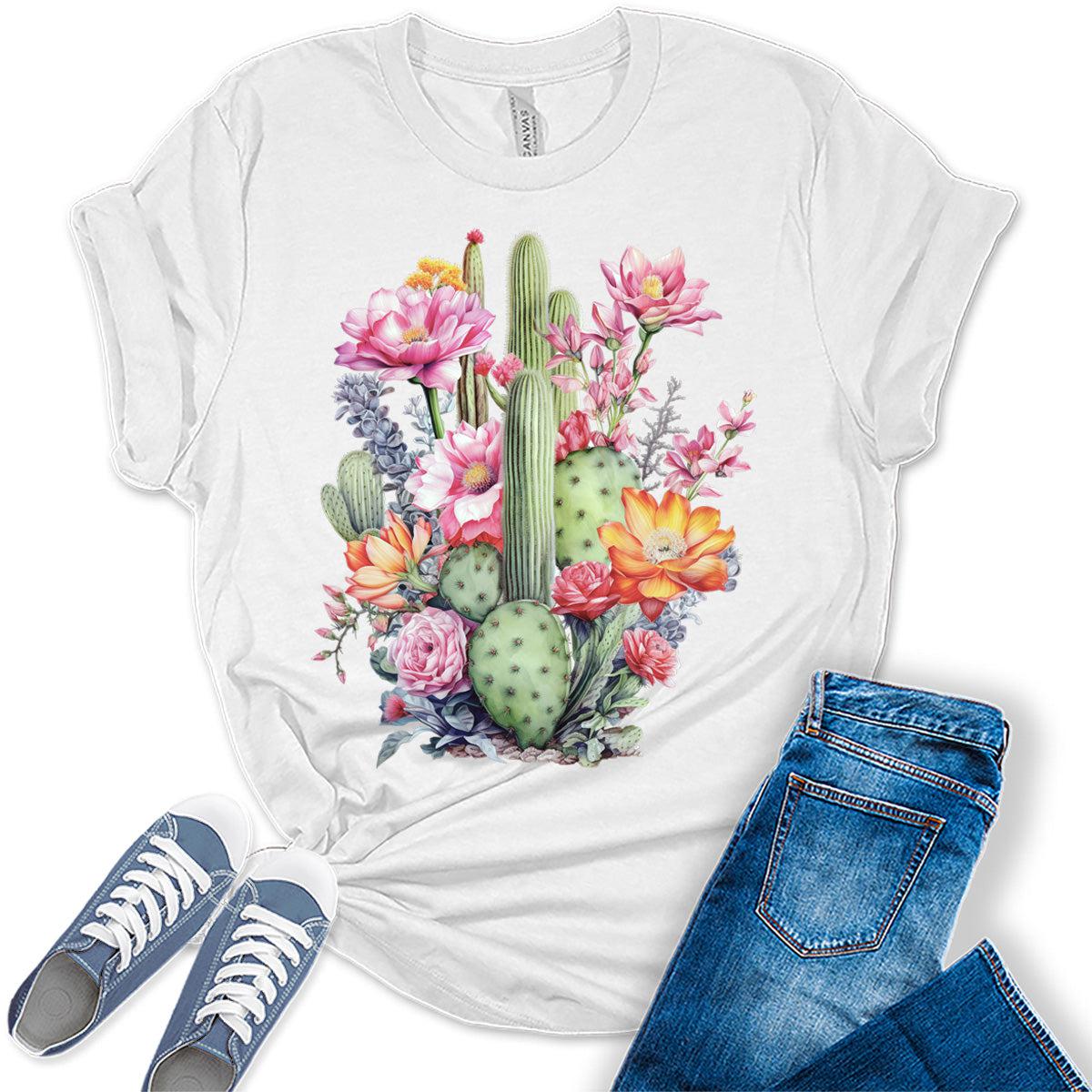 Womens Western Shirts Floral Cactus Tshirts Country Graphic Tees