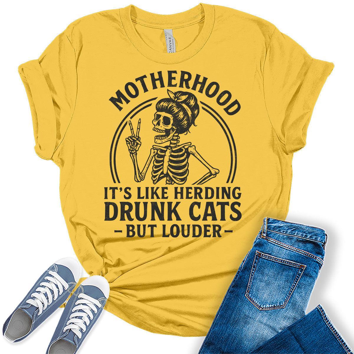 Mom Shirt Funny Womens Motherhood Graphic Tees Bella Plus Size Casual Tops
