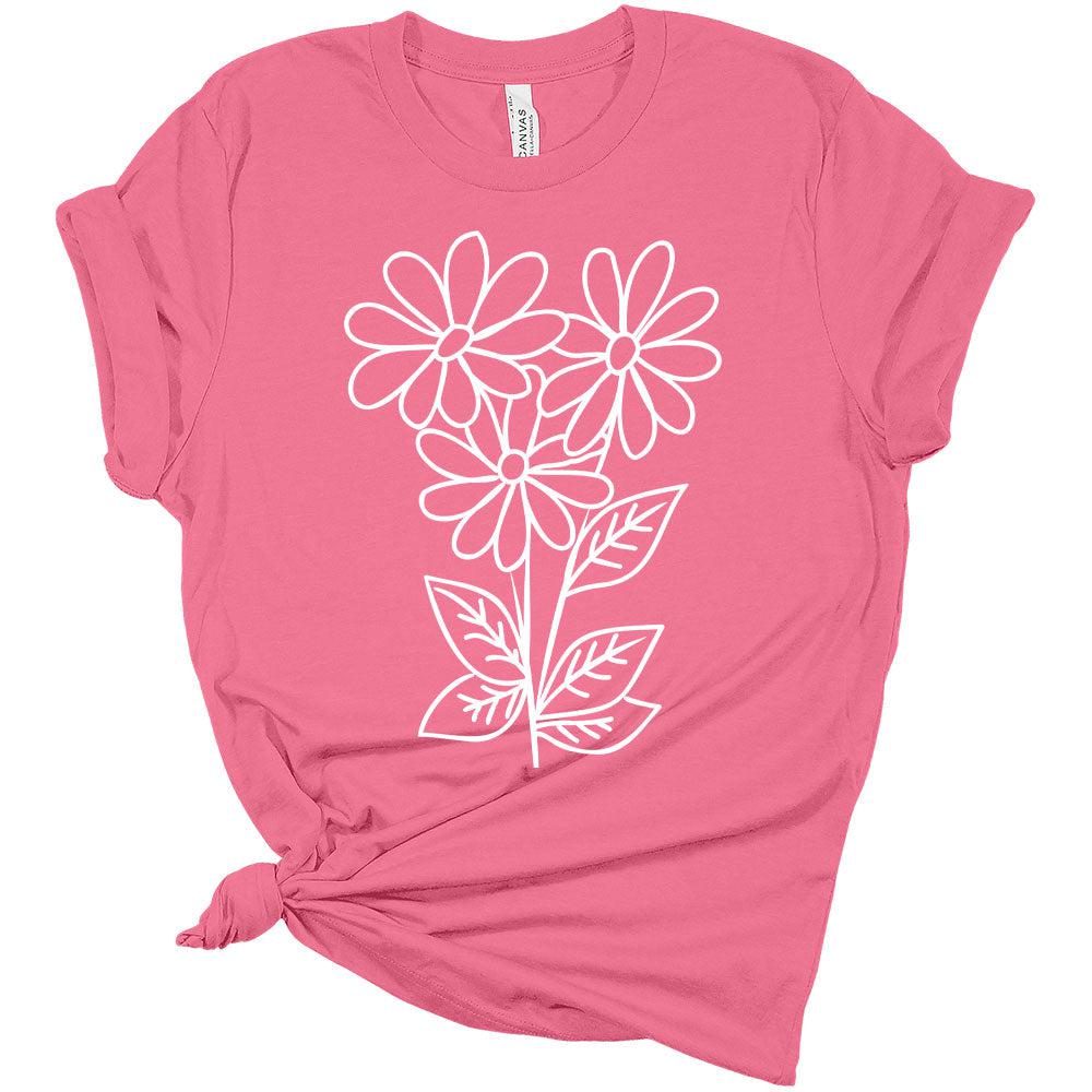 Womens Daisy Shirt Ladies Cute Wildflower Graphic Tees Spring Short Sleeve Plus Size Summer Tops For Women