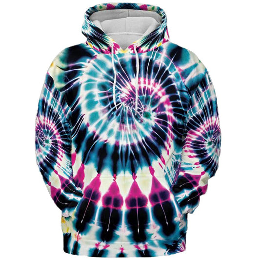 Icy Tie Dye All Over Graphic Print Swirl Hoodie
