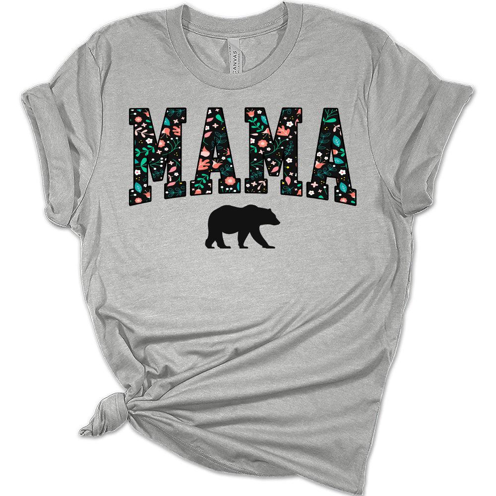 Womens Mama Bear Shirt Letter Print Mom T Shirts Cute Floral Graphic Tees Short Sleeve Tops