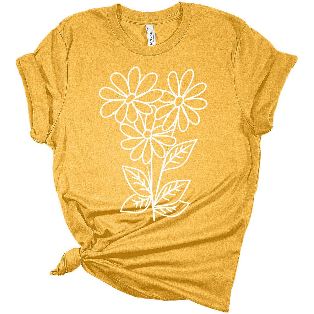 Womens Daisy Shirt Ladies Cute Wildflower Graphic Tees Spring Short Sleeve Plus Size Summer Tops For Women