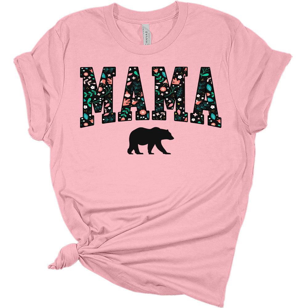 Womens Mama Bear Shirt Letter Print Mom T Shirts Cute Floral Graphic Tees Short Sleeve Tops