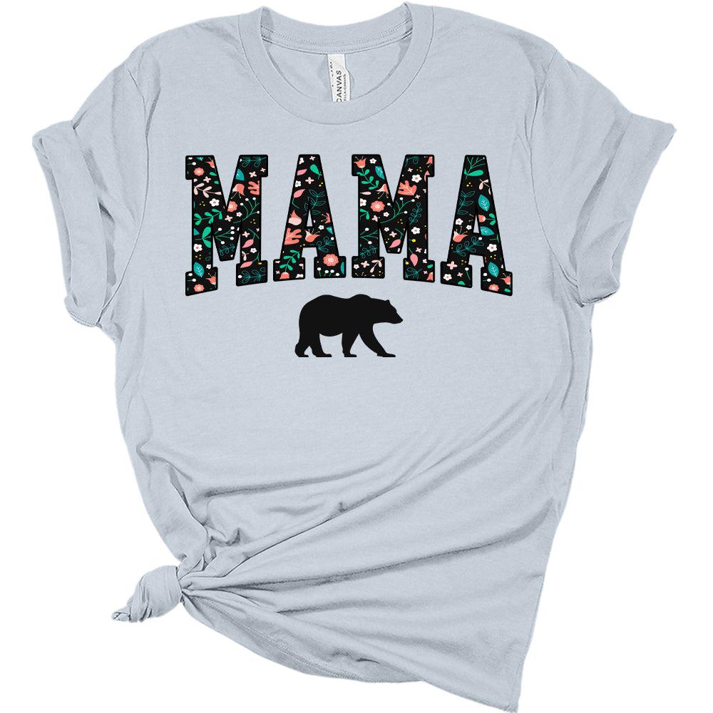 Womens Mama Bear Shirt Letter Print Mom T Shirts Cute Floral Graphic Tees Short Sleeve Tops