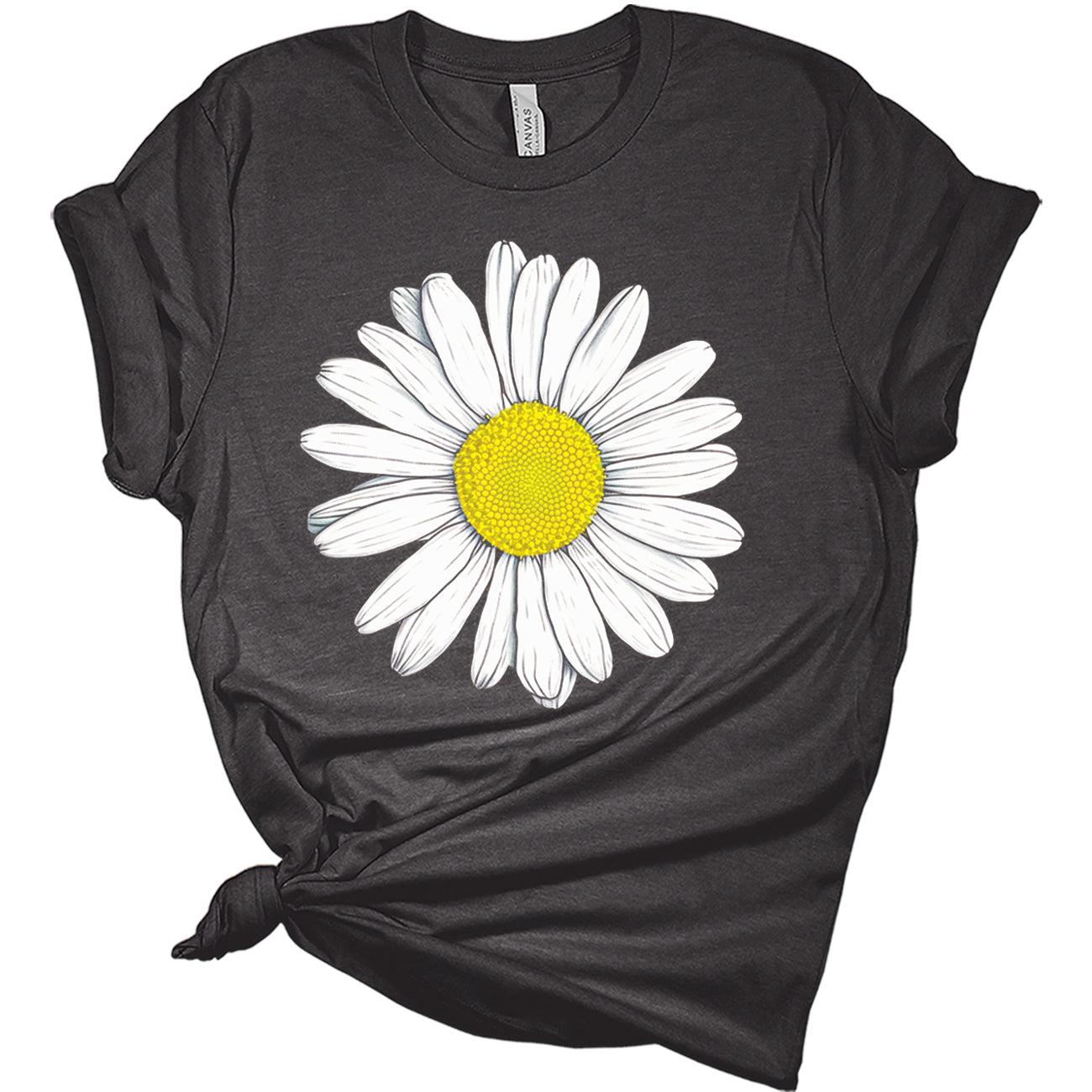 Womens Daisy Shirt Casual Ladies Cute Floral Bella Graphic Tees Spring Short Sleeve Summer Tops for Women