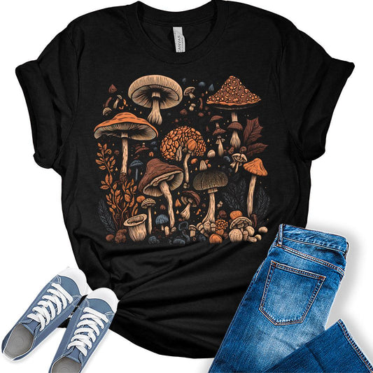 Mushroom Shirt Womens Cottagecore Shirts Cute Mushroom Clothes Graphic Aesthetic T-Shirt