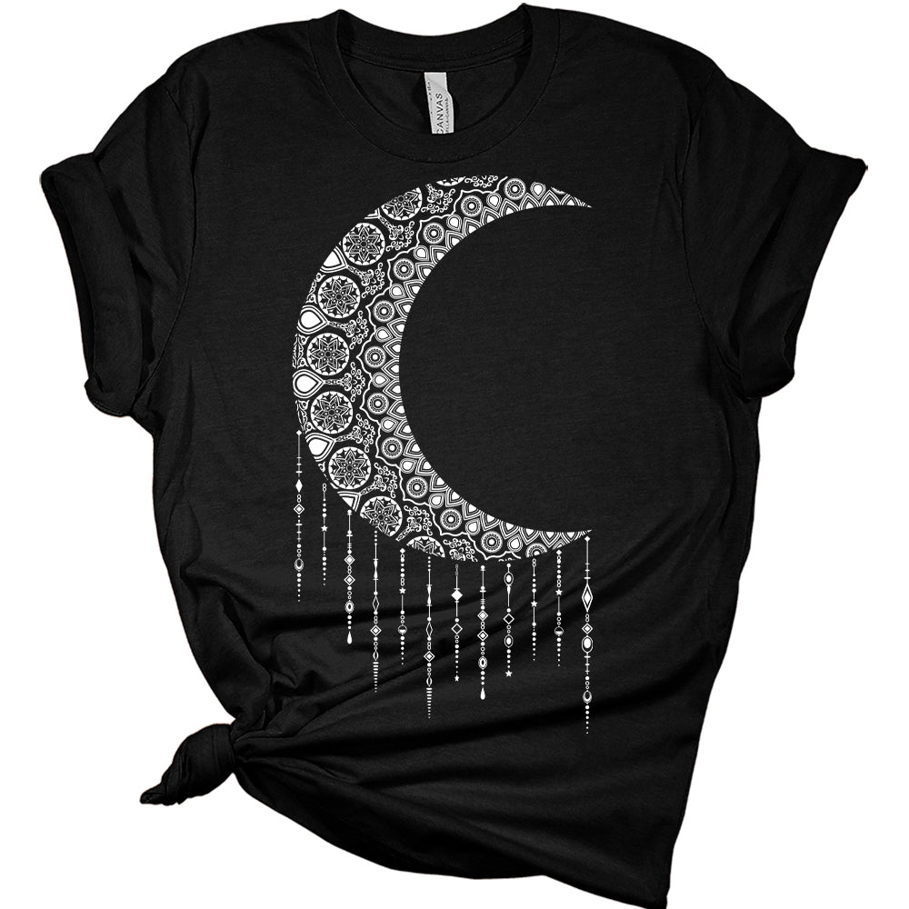 Women's Mandala Shirt Moon T-Shirt Summer Bella Short Sleeve Top Casual Plus Size Graphic Tee