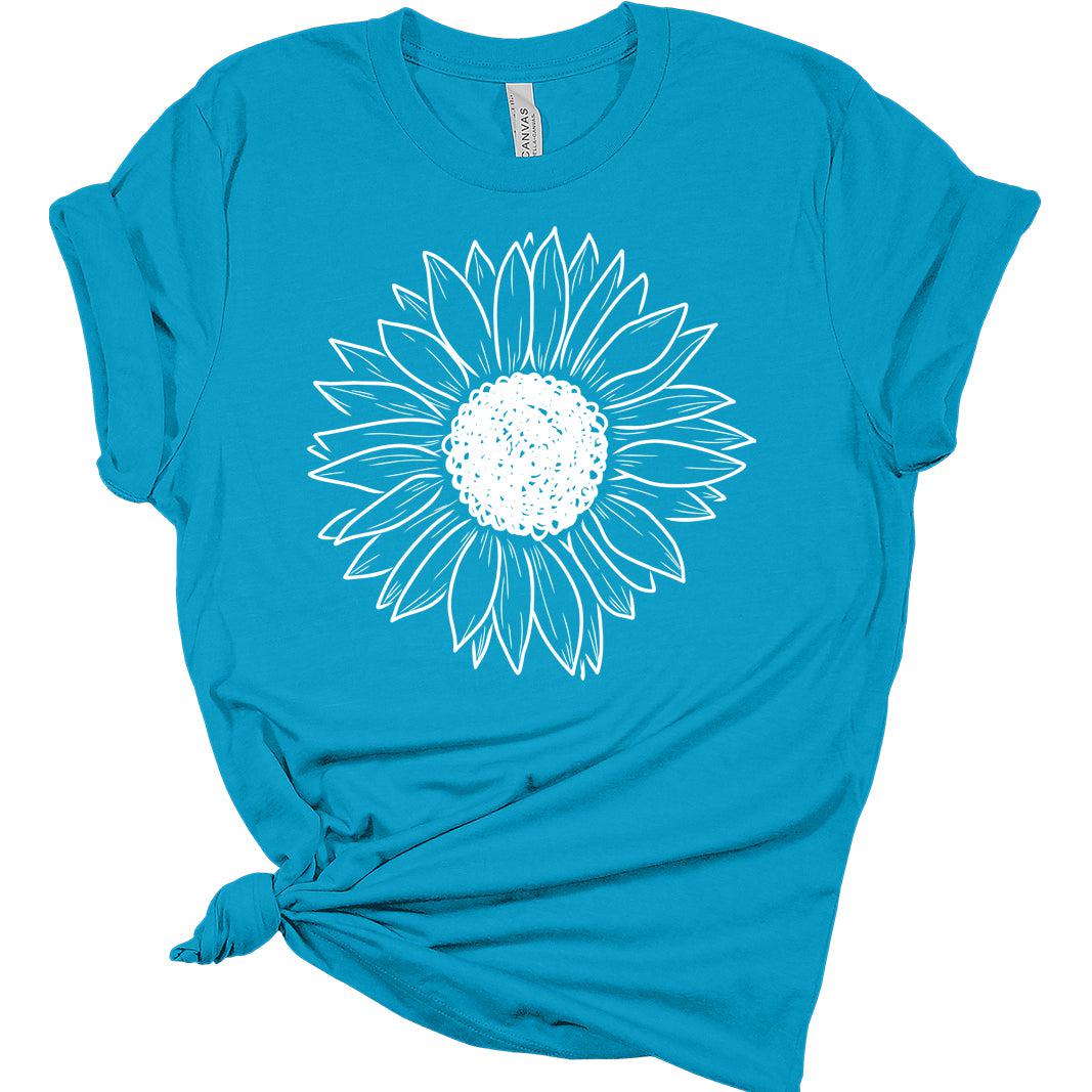 Womens Summer Sunflower Cute Graphic Tee