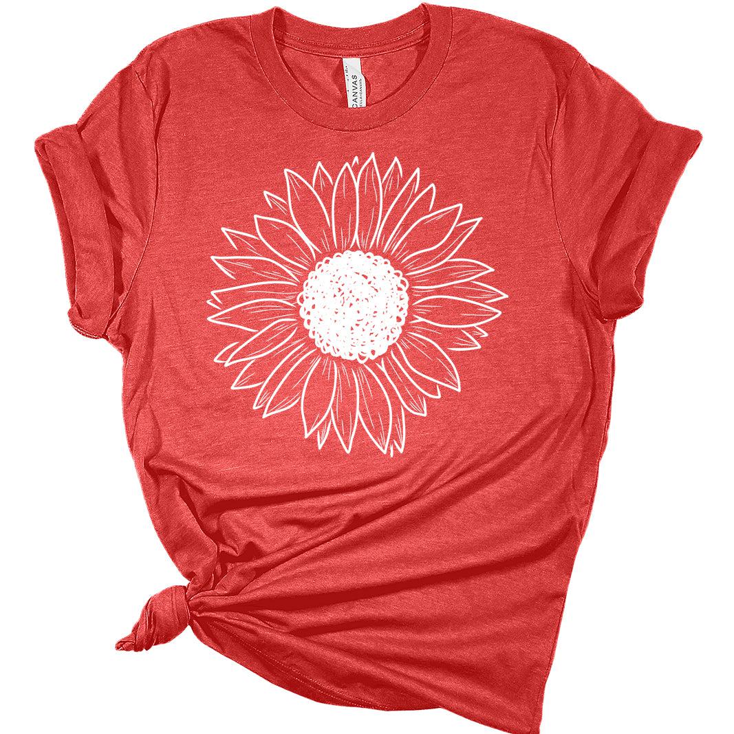 Womens Summer Sunflower Cute Graphic Tee