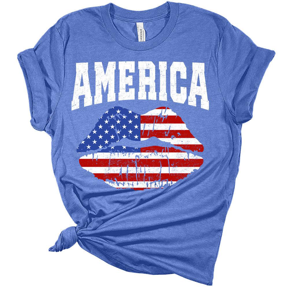 Womens American Flag Lips Shirt