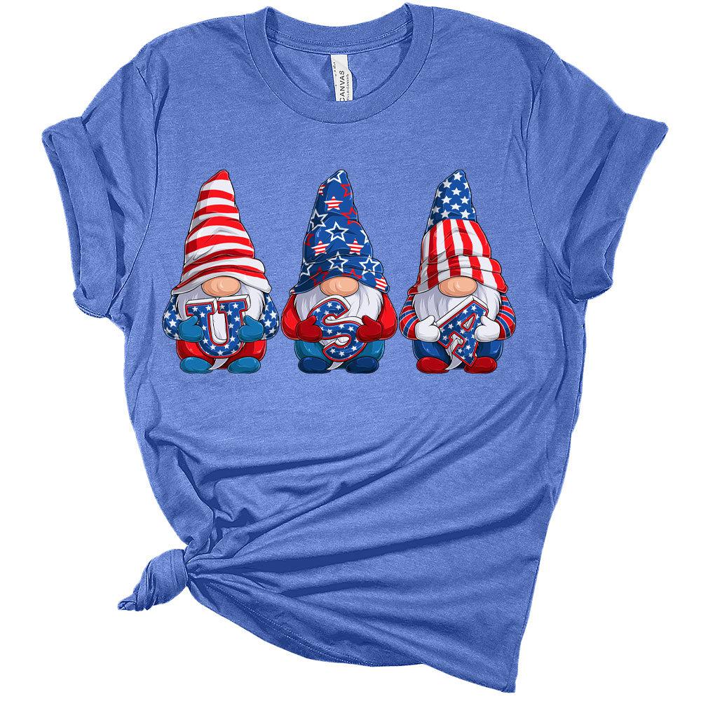 Womens 4th of July Gnomes Shirt American Flag Patriotic Tshirts USA Short Sleeve Casual Graphic Tees Plus Size Tops