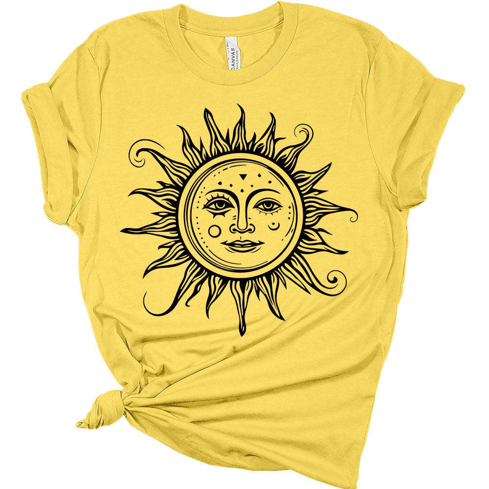 Womens Mandala Sun Shirt Casual Ladies Cute Graphic Tees Spring Short Sleeve Plus Size Summer Tops