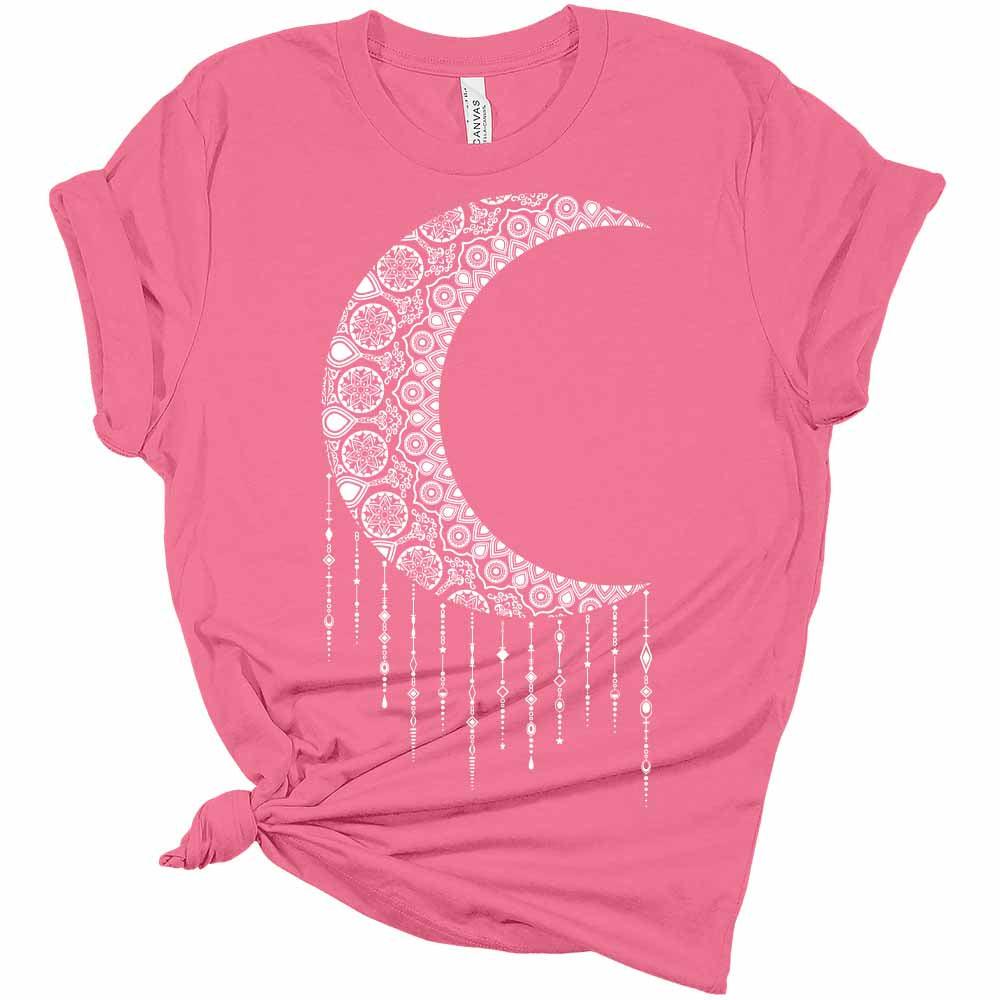Women's Mandala Shirt Moon T-Shirt Summer Bella Short Sleeve Top Casual Plus Size Graphic Tee