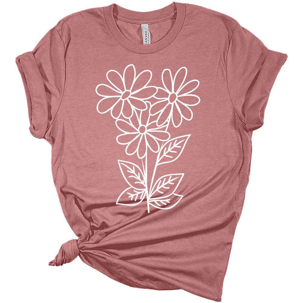 Womens Daisy Shirt Ladies Cute Wildflower Graphic Tees Spring Short Sleeve Plus Size Summer Tops For Women