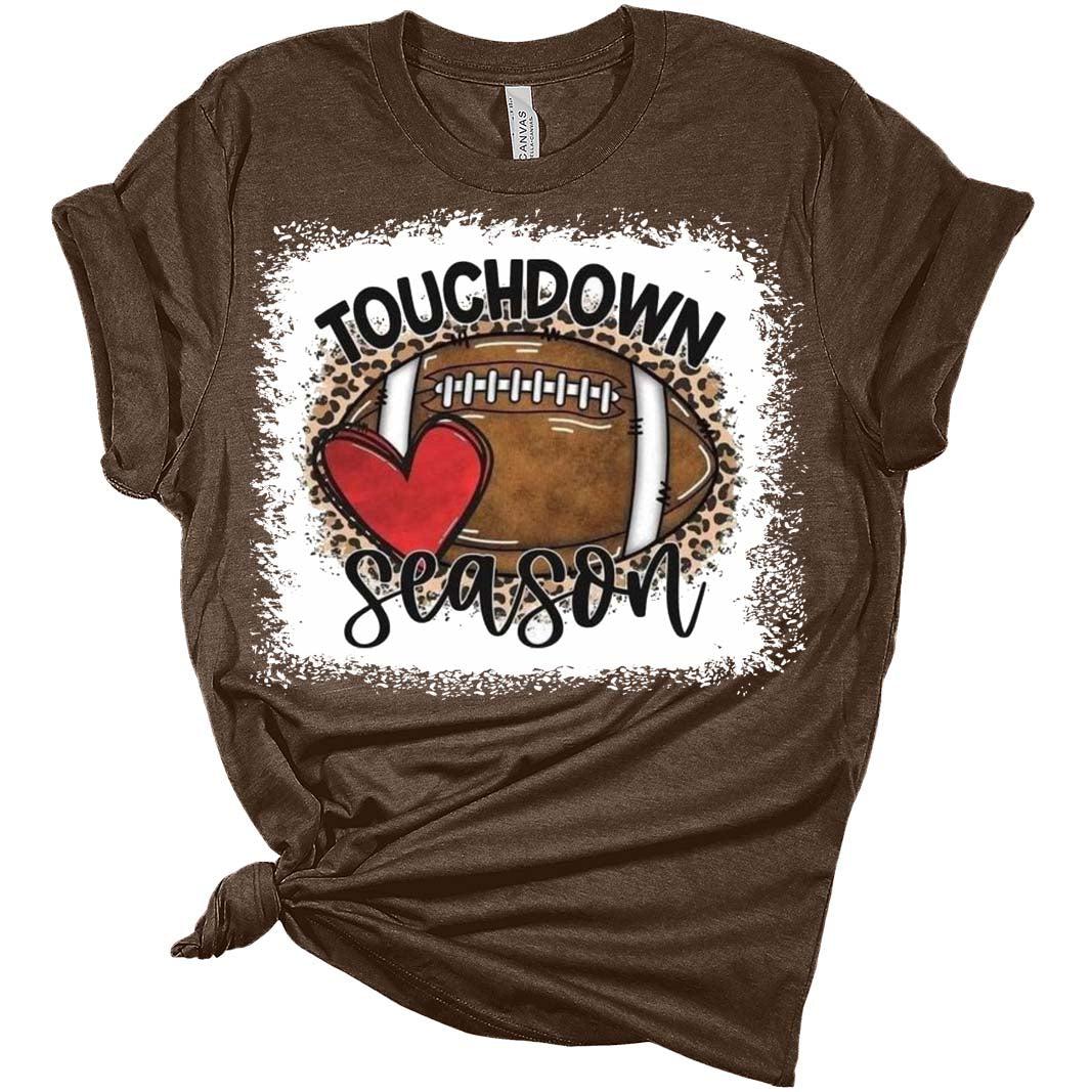 Football Shirts for Women Touchdown Season Tshirt Cute Leopard Bleach Print Fall Graphic Tees