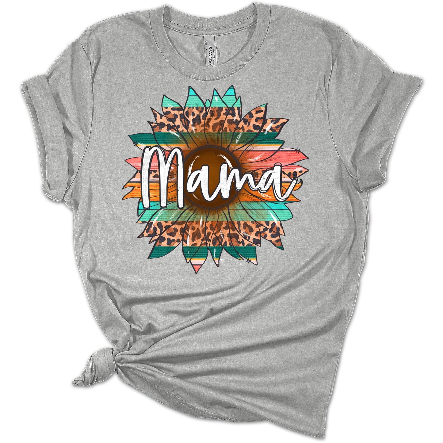 Mama Serape Leopard Print Sunflower Graphic Shirt Women's Bella Mom Gift T-Shirt