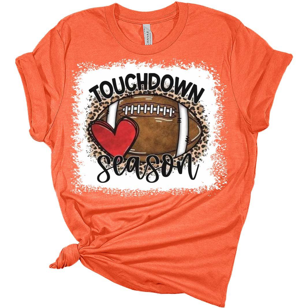 Football Shirts for Women Touchdown Season Tshirt Cute Leopard Bleach Print Fall Graphic Tees