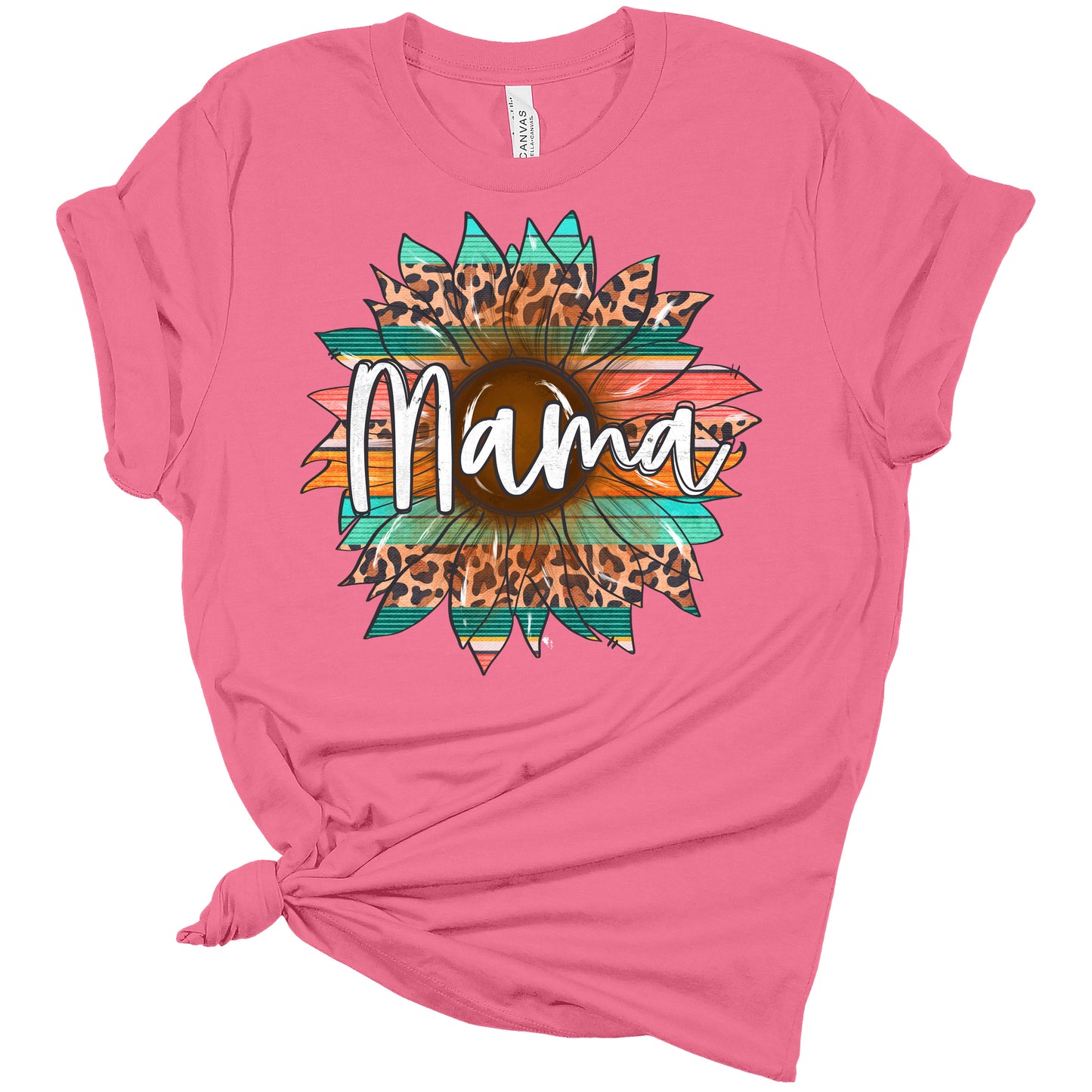 Mama Serape Leopard Print Sunflower Graphic Shirt Women's Bella Mom Gift T-Shirt