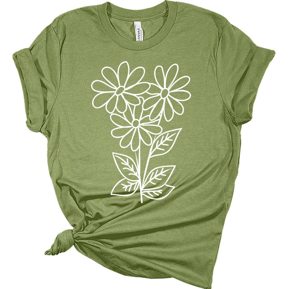 Womens Daisy Shirt Ladies Cute Wildflower Graphic Tees Spring Short Sleeve Plus Size Summer Tops For Women