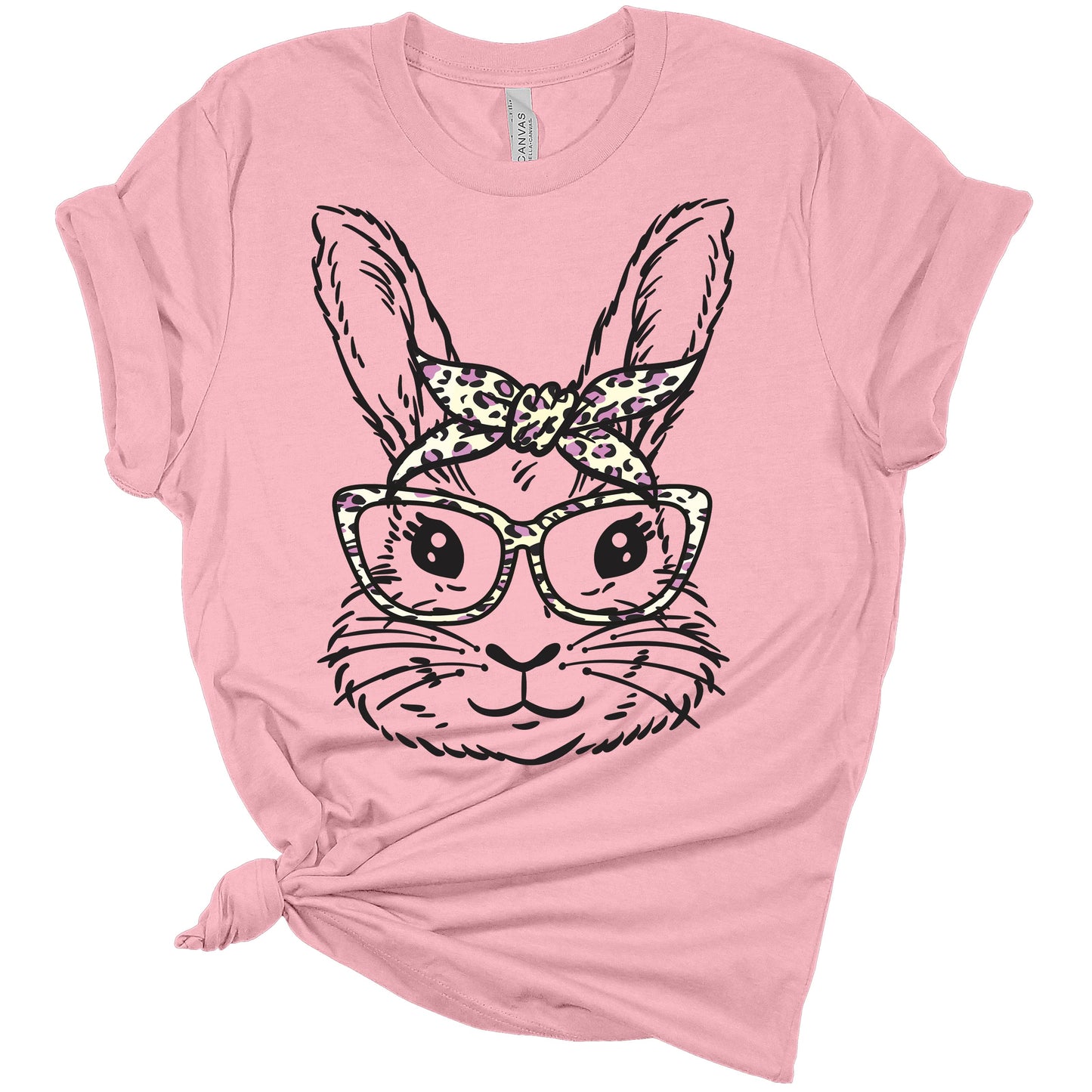 Women's Cute Bunny Headband Print T-Shirtshort Sleeve Easter Graphic Top