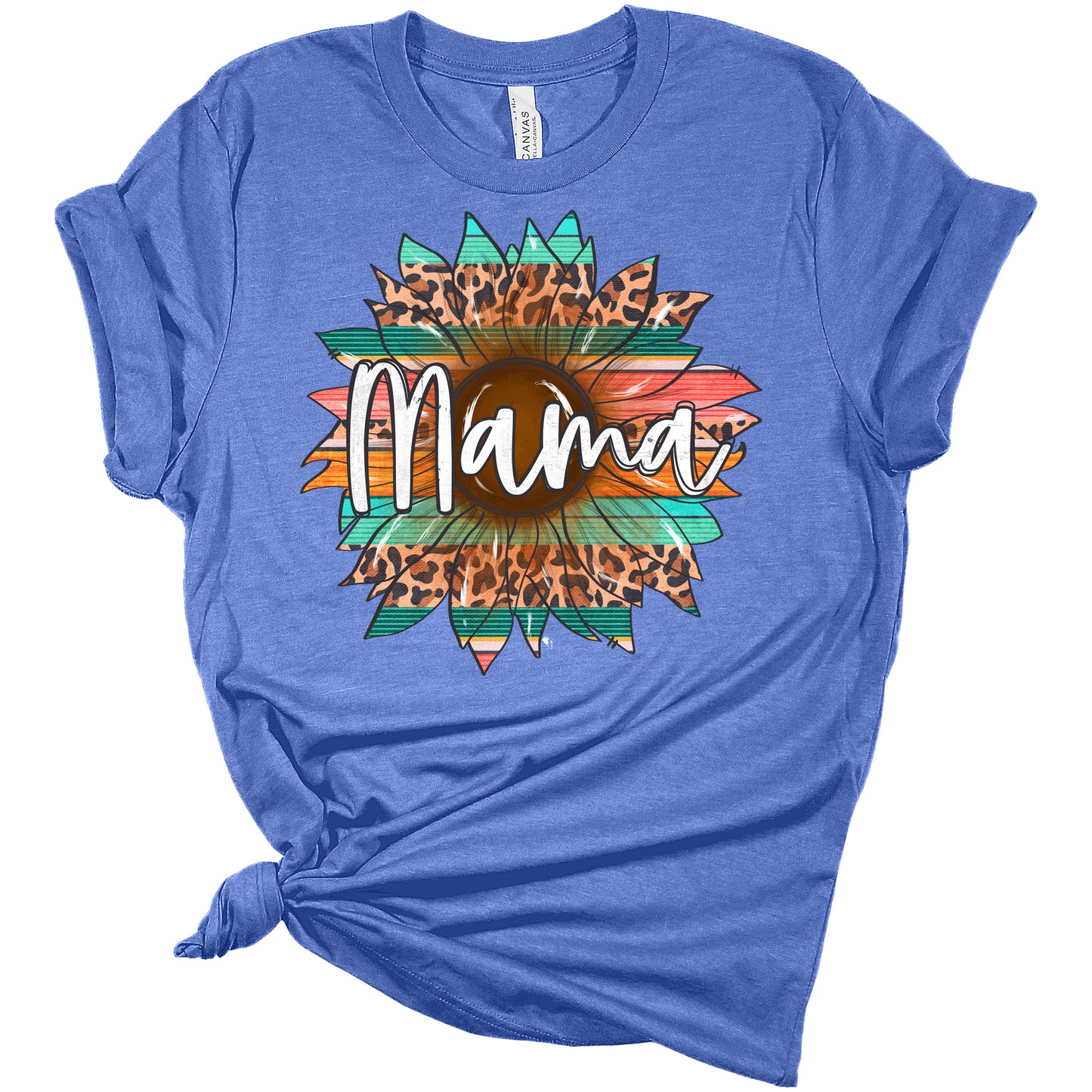 Mama Serape Leopard Print Sunflower Graphic Shirt Women's Bella Mom Gift T-Shirt