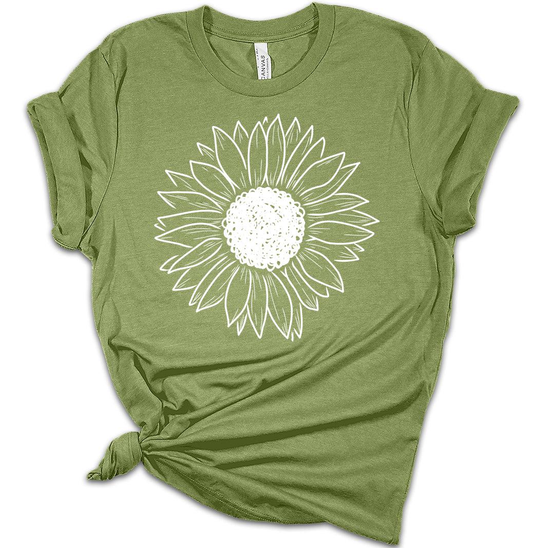 Womens Summer Sunflower Cute Graphic Tee