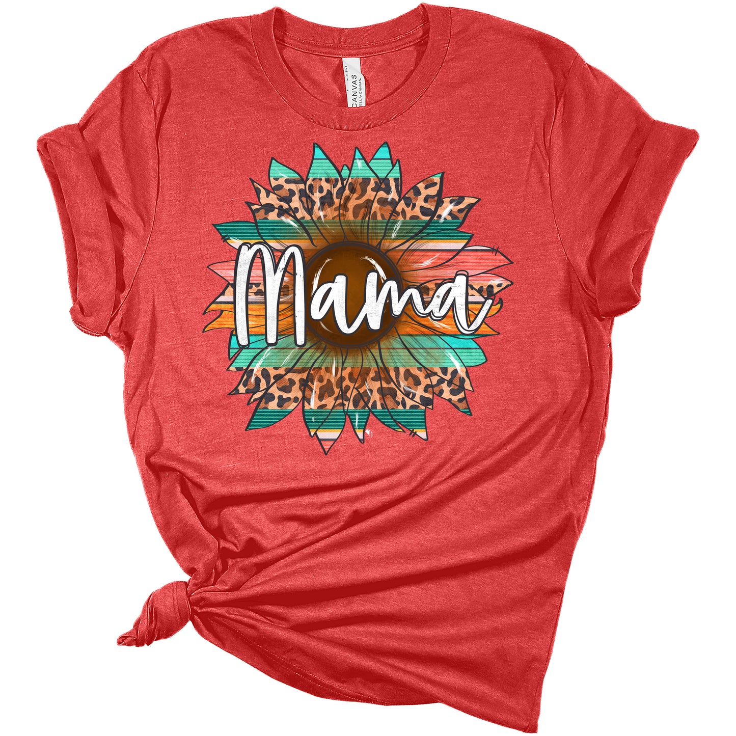 Mama Serape Leopard Print Sunflower Graphic Shirt Women's Bella Mom Gift T-Shirt
