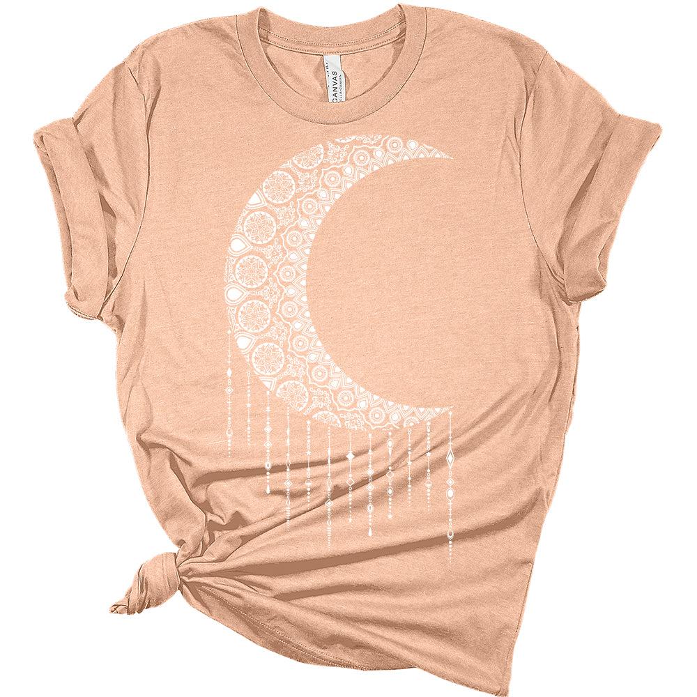 Women's Mandala Shirt Moon T-Shirt Summer Bella Short Sleeve Top Casual Plus Size Graphic Tee