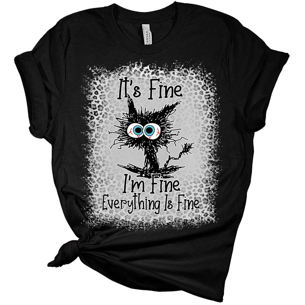 It's Fine I'm Fine Everything is Fine Leopard Fade Print Women's Bella Mom T-Shirt