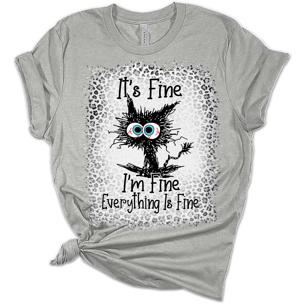 It's Fine I'm Fine Everything is Fine Leopard Fade Print Women's Bella Mom T-Shirt